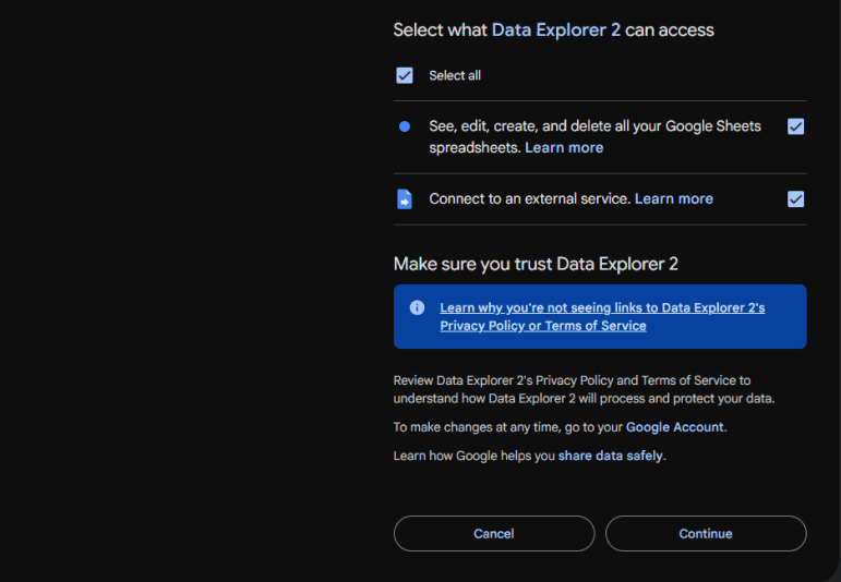 Review permissions App Script 3