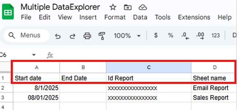 Google Sheet Settings