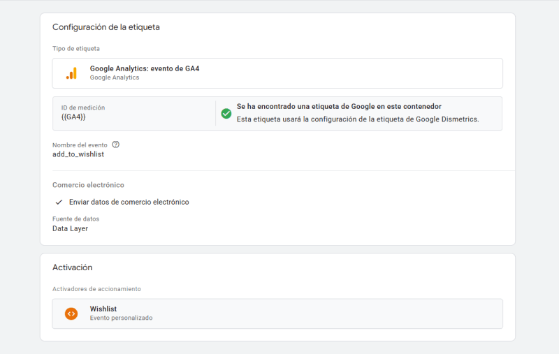 Configuración de etiqueta de GA4 en Google Tag Manager