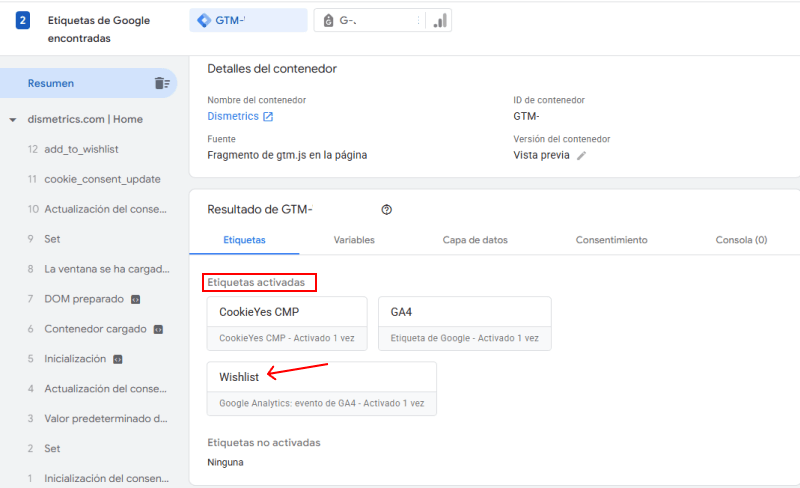 Comprobar etiqueta en modo preview en GTM