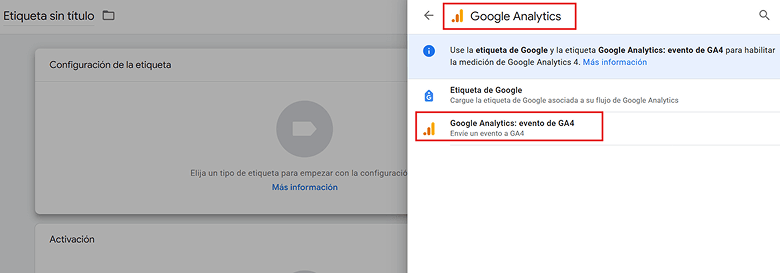 Creación de etiqueta en GTM