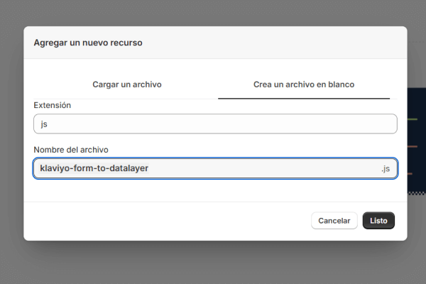 Añadir nuevo recurso en el código del Theme de Shopify