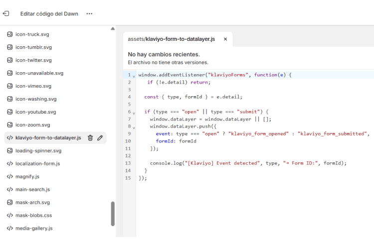 Añadir asset en el theme de shopify